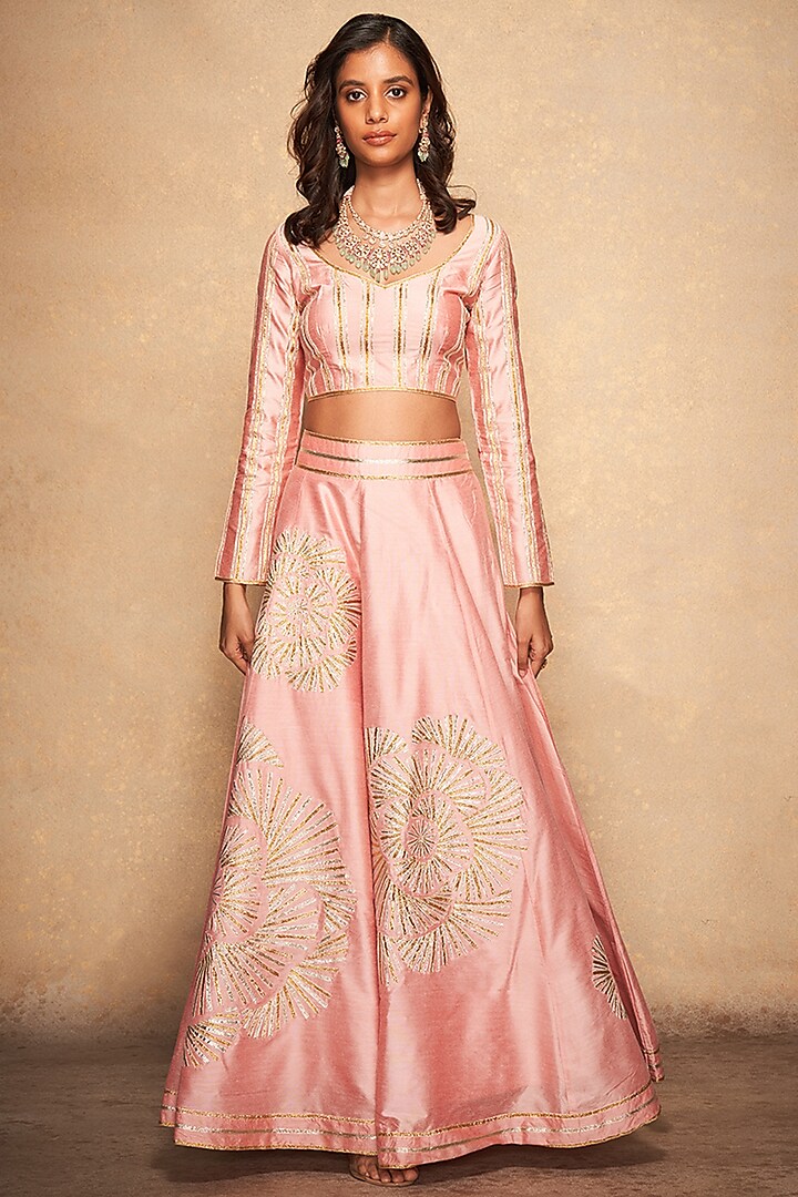 Pink Pure Chanderi Silk Blouse by Gulabo By Abu Sandeep
