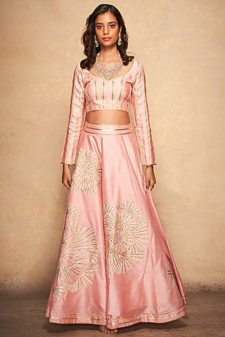 Pink Pure Chanderi Silk Blouse by Gulabo By Abu Sandeep