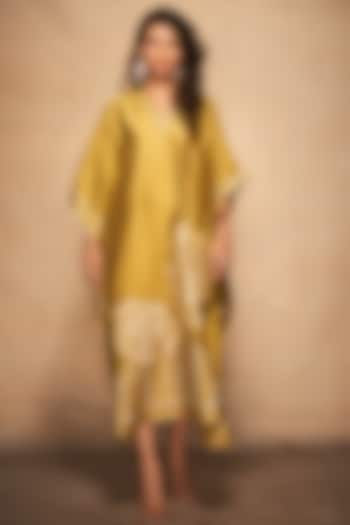 Olive Green Pure Chanderi Silk Kurta by Gulabo By Abu Sandeep at Pernia's Pop Up Shop