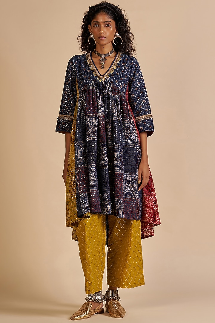Multi-Colored Chanderi Kurta by Gulabo By Abu Sandeep at Pernia's Pop Up Shop