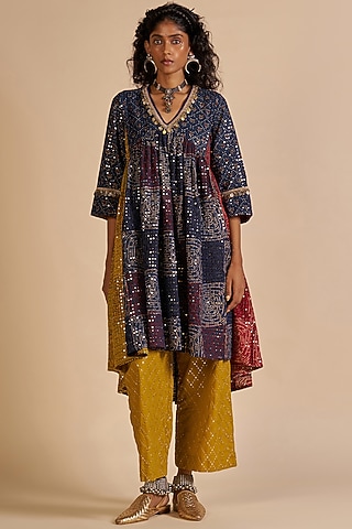 Multi-Colored Chanderi Kurta by Gulabo By Abu Sandeep