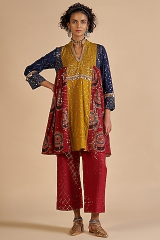 Multi-Colored Chanderi Kurta by Gulabo By Abu Sandeep