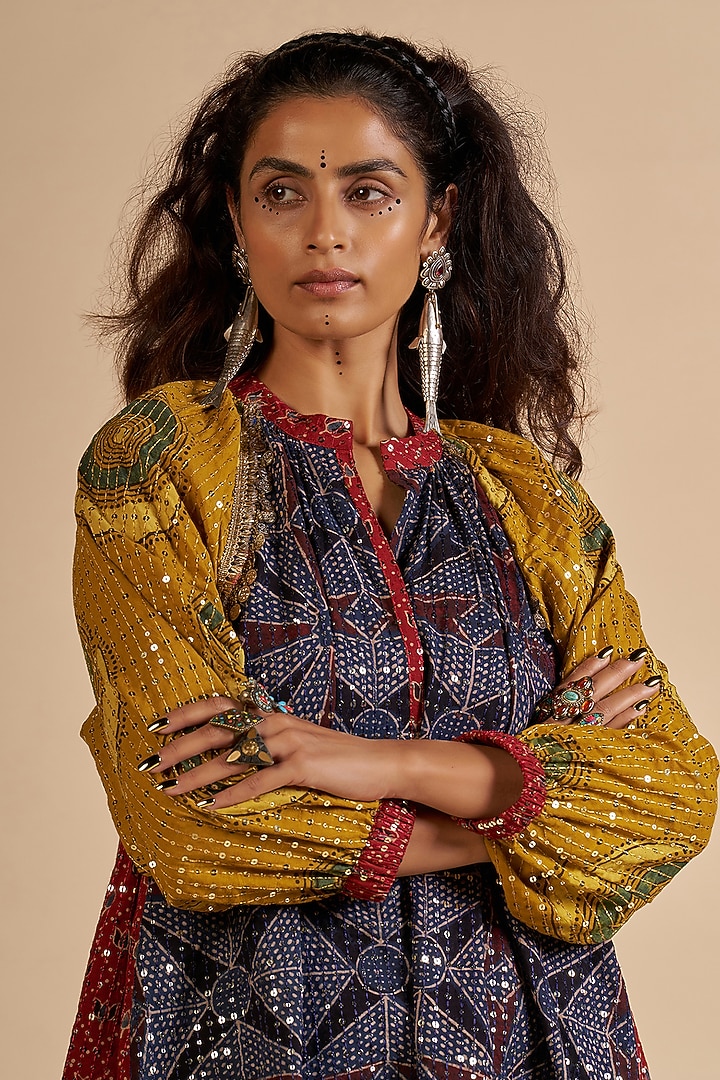 Multi-Colored Chanderi Tunic by Gulabo By Abu Sandeep at Pernia's Pop Up Shop