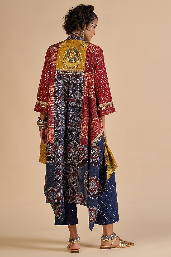 Multi-Colored Chanderi Coat by Gulabo By Abu Sandeep at Pernia's Pop Up Shop