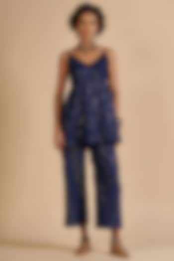 Blue Chanderi Summer Dress by Gulabo By Abu Sandeep at Pernia's Pop Up Shop