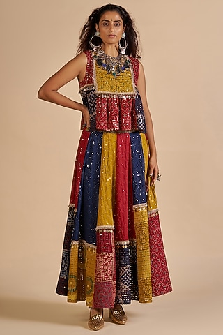 Multi-Colored Chanderi Top by Gulabo By Abu Sandeep