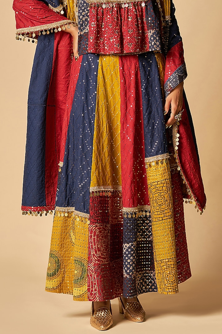 Multi-Colored Chanderi Skirt by Gulabo By Abu Sandeep at Pernia's Pop Up Shop