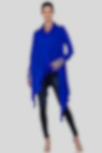 Royal Blue Embroidered Handkerchief Shirt by Gulabo By Abu Sandeep at Pernia's Pop Up Shop