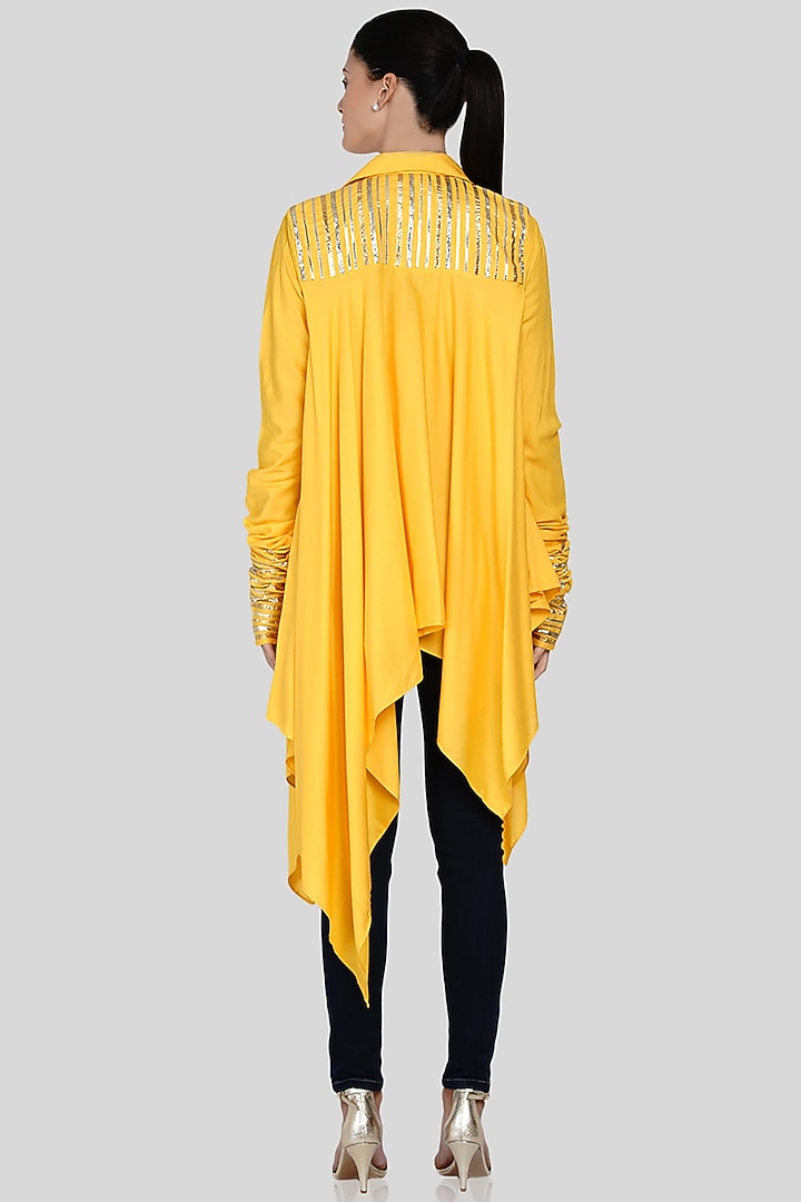 Yellow Embroidered Handkerchief Shirt by Gulabo By Abu Sandeep at Pernia's Pop Up Shop