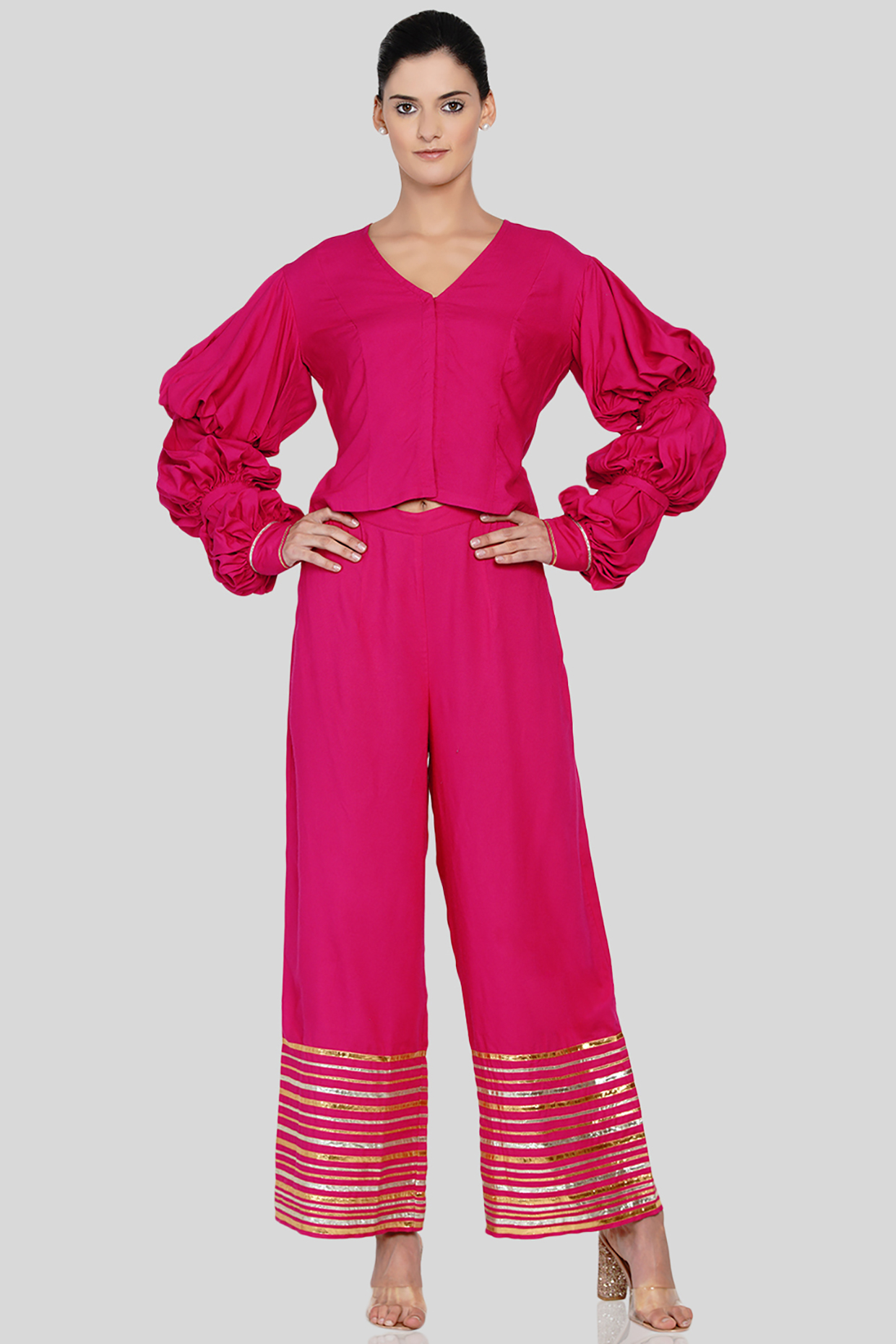 Fuchsia Embroidered Blouse by Gulabo By Abu Sandeep at Pernia's Pop Up Shop