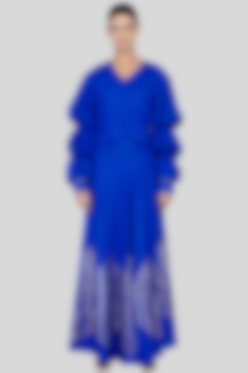 Royal Blue Embroidered Circular Skirt by Gulabo By Abu Sandeep