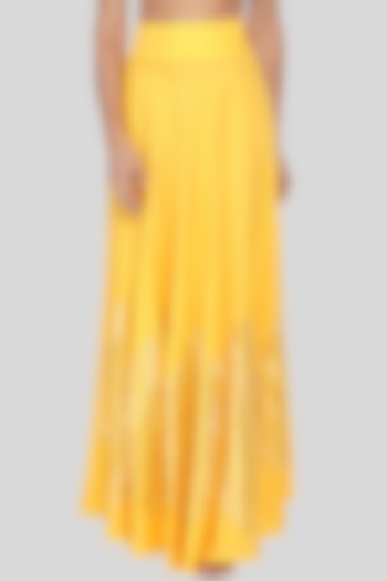 Yellow Embroidered Circular Skirt by Gulabo By Abu Sandeep
