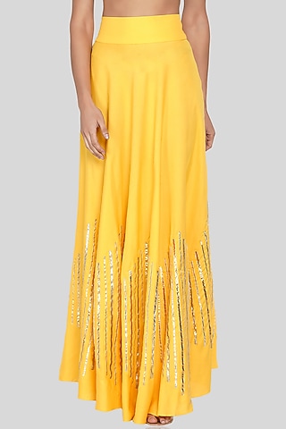 Yellow Embroidered Circular Skirt by Gulabo By Abu Sandeep