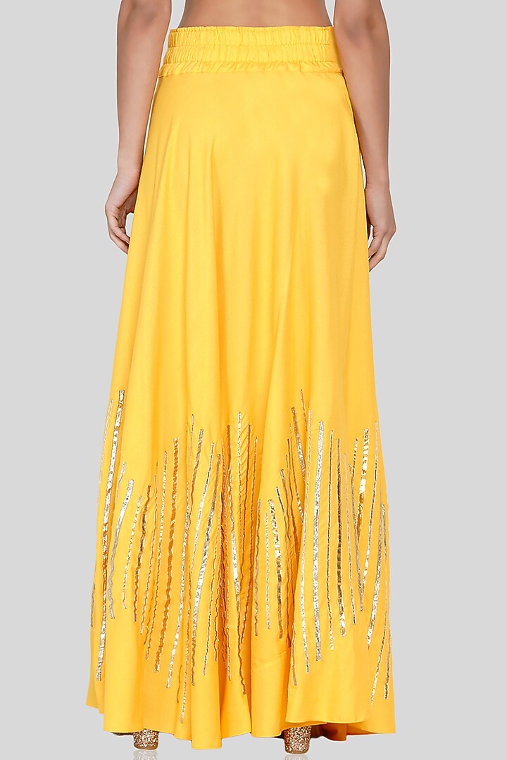 Yellow Embroidered Circular Skirt by Gulabo By Abu Sandeep at Pernia's Pop Up Shop