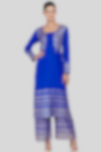 Royal Blue Gota Embroidered Kurta by Gulabo By Abu Sandeep at Pernia's Pop Up Shop