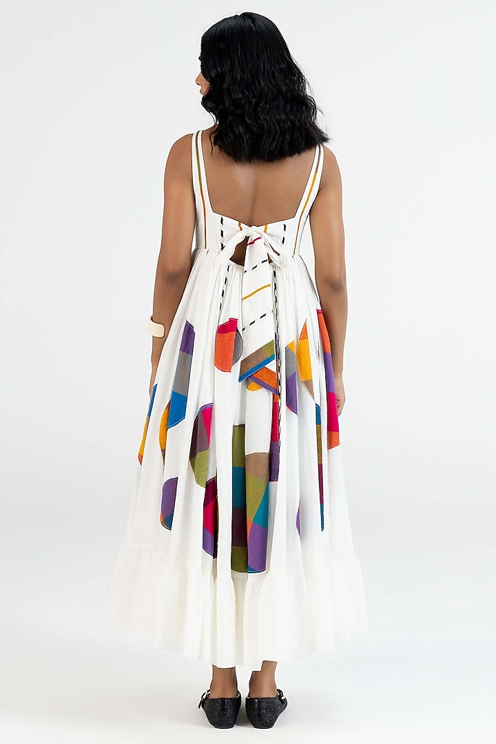 Off-White Cotton Polka Dot Printed Midi Vacation Dress by Gulabo By Abu Sandeep at Pernia's Pop Up Shop