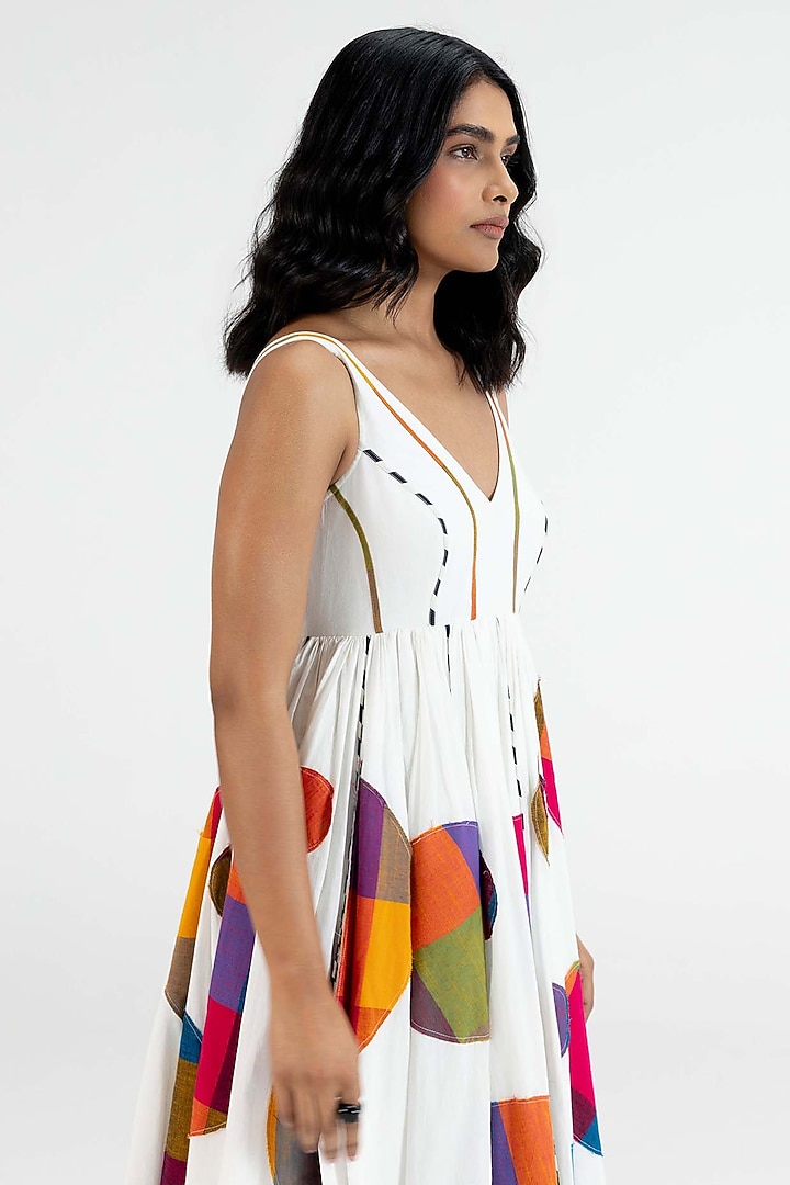 Off-White Cotton Polka Dot Printed Midi Vacation Dress by Gulabo By Abu Sandeep at Pernia's Pop Up Shop