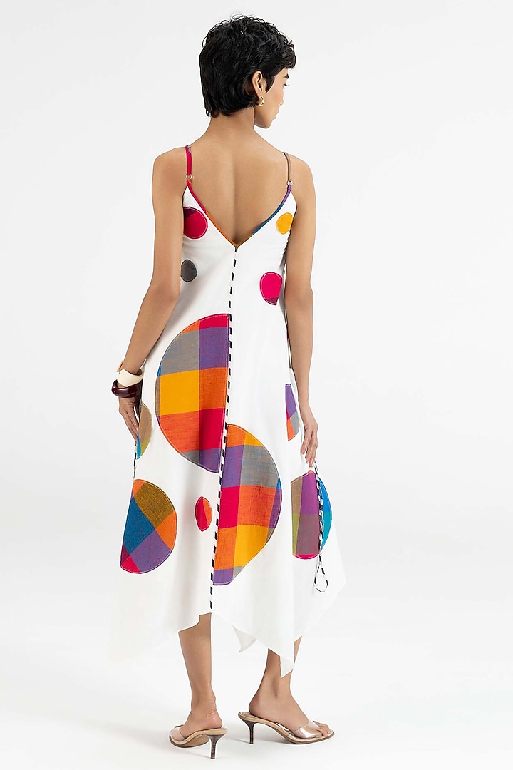 Off-White Cotton Polka Dot Printed Midi Vacation Dress by Gulabo By Abu Sandeep at Pernia's Pop Up Shop