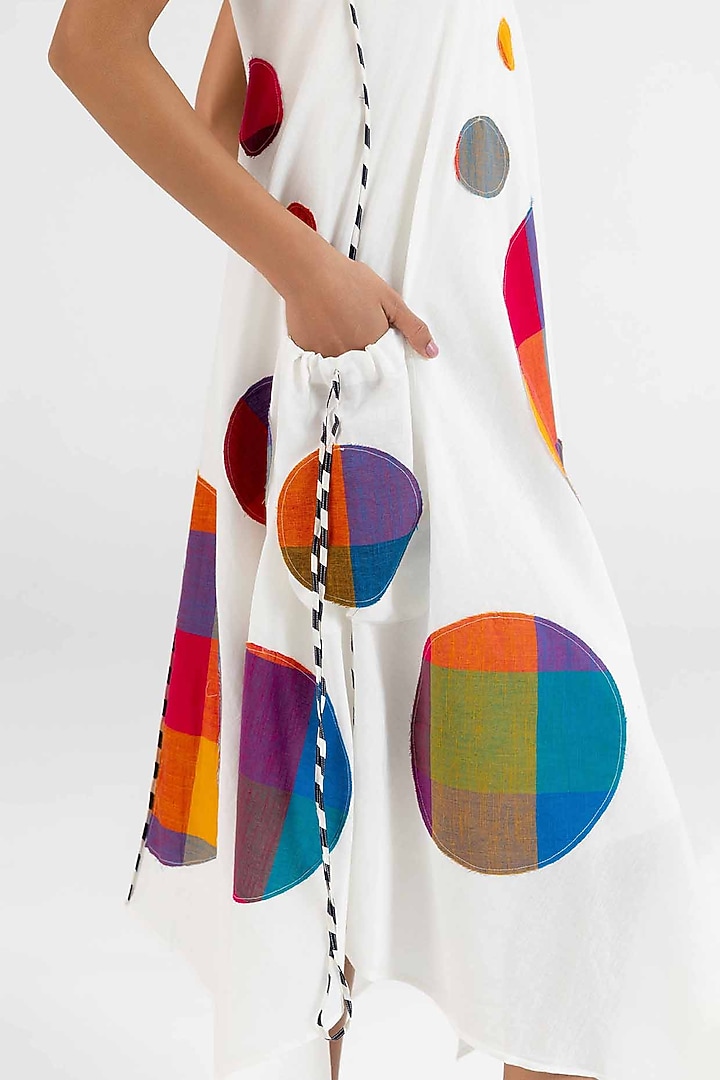 Off-White Cotton Polka Dot Printed Midi Vacation Dress by Gulabo By Abu Sandeep at Pernia's Pop Up Shop