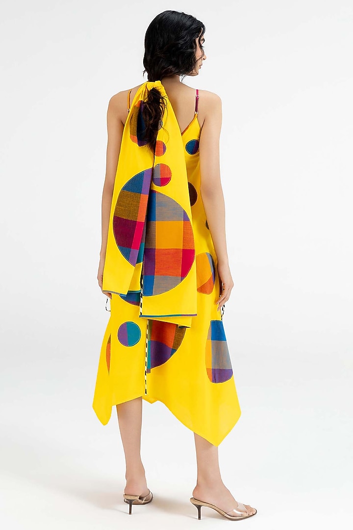 Yellow Cotton Polka Dot Printed Midi Vacation Dress by Gulabo By Abu Sandeep at Pernia's Pop Up Shop