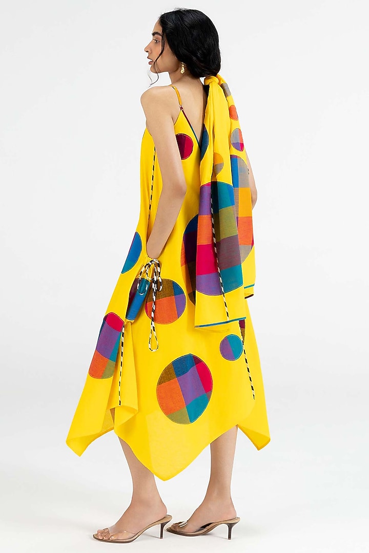 Yellow Cotton Polka Dot Printed Midi Vacation Dress by Gulabo By Abu Sandeep at Pernia's Pop Up Shop