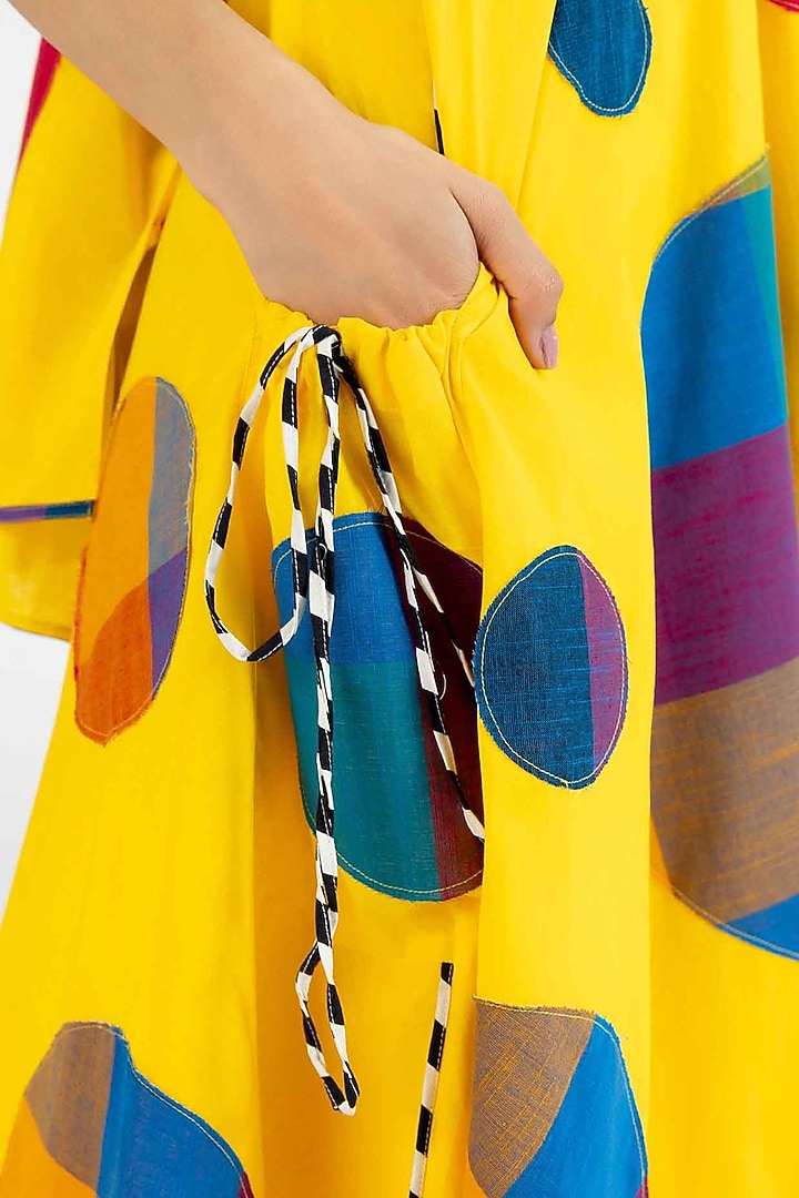 Yellow Cotton Polka Dot Printed Midi Vacation Dress by Gulabo By Abu Sandeep at Pernia's Pop Up Shop