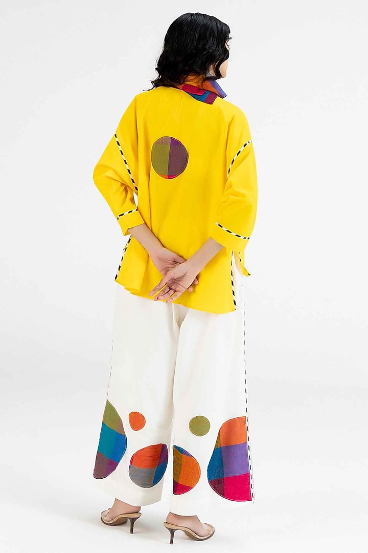 Off-White Cotton Polka Dot Printed Pants by Gulabo By Abu Sandeep at Pernia's Pop Up Shop