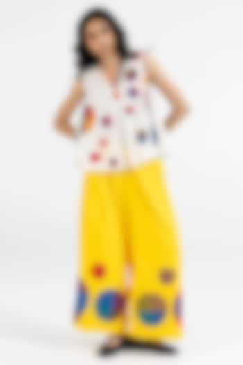 Yellow Cotton Polka Dot Printed Pants by Gulabo By Abu Sandeep at Pernia's Pop Up Shop
