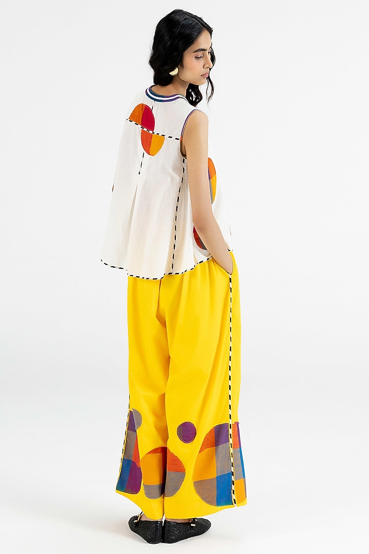 Yellow Cotton Polka Dot Printed Pants by Gulabo By Abu Sandeep at Pernia's Pop Up Shop