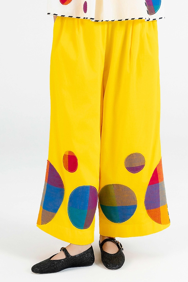 Yellow Cotton Polka Dot Printed Pants by Gulabo By Abu Sandeep at Pernia's Pop Up Shop