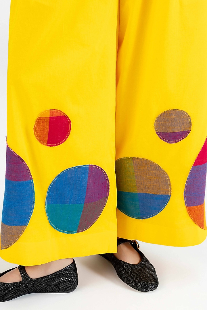 Yellow Cotton Polka Dot Printed Pants by Gulabo By Abu Sandeep at Pernia's Pop Up Shop