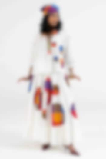 Off-White Cotton Polka Dot Printed Maxi Skirt by Gulabo By Abu Sandeep at Pernia's Pop Up Shop