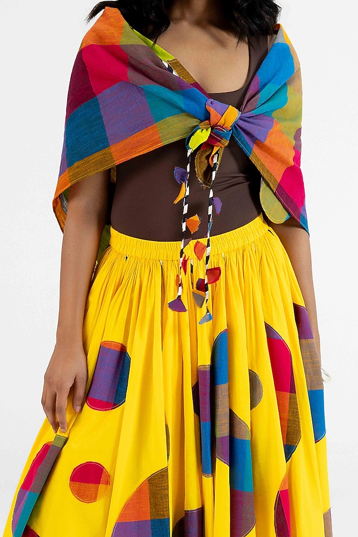 Yellow Cotton Polka Dot Printed Maxi Skirt by Gulabo By Abu Sandeep at Pernia's Pop Up Shop