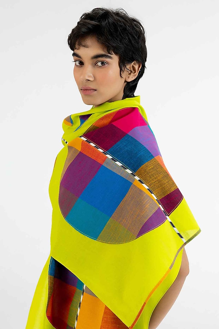 Lime Green Cotton Polka Dot Printed Stole by Gulabo By Abu Sandeep at Pernia's Pop Up Shop