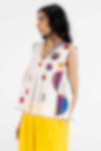Off-White Cotton Polka Dot Printed Top by Gulabo By Abu Sandeep at Pernia's Pop Up Shop