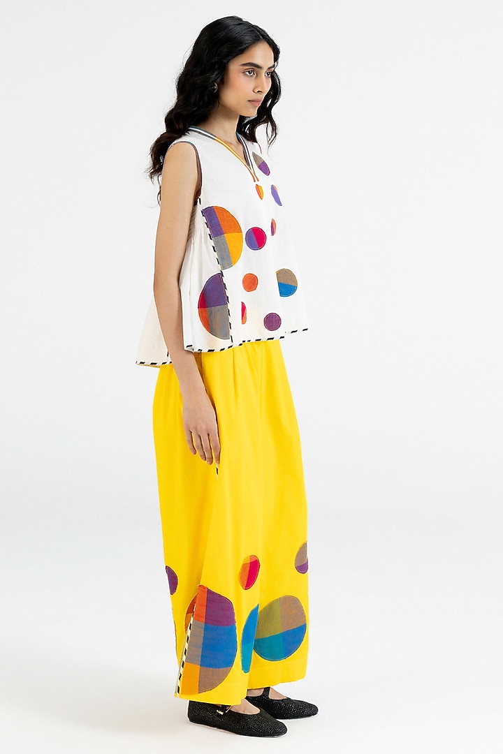 Off-White Cotton Polka Dot Printed Top by Gulabo By Abu Sandeep at Pernia's Pop Up Shop