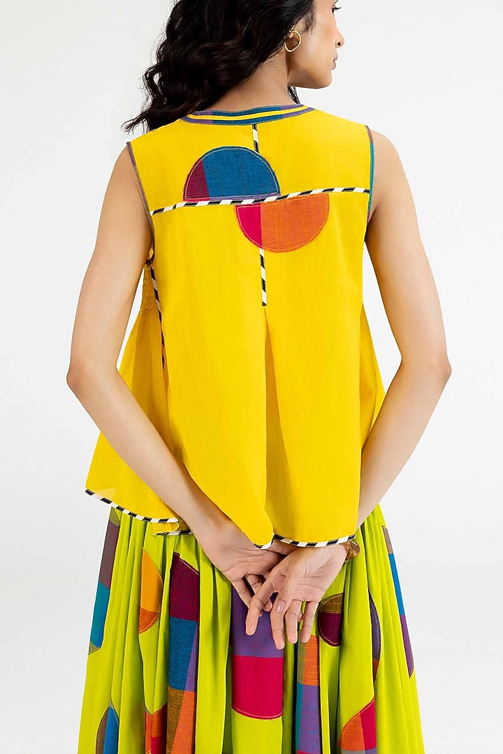 Yellow Cotton Polka Dot Printed Top by Gulabo By Abu Sandeep at Pernia's Pop Up Shop