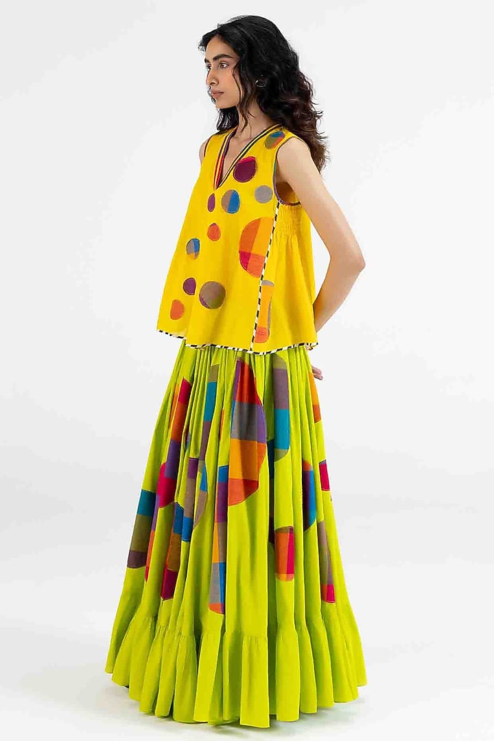 Yellow Cotton Polka Dot Printed Top by Gulabo By Abu Sandeep at Pernia's Pop Up Shop