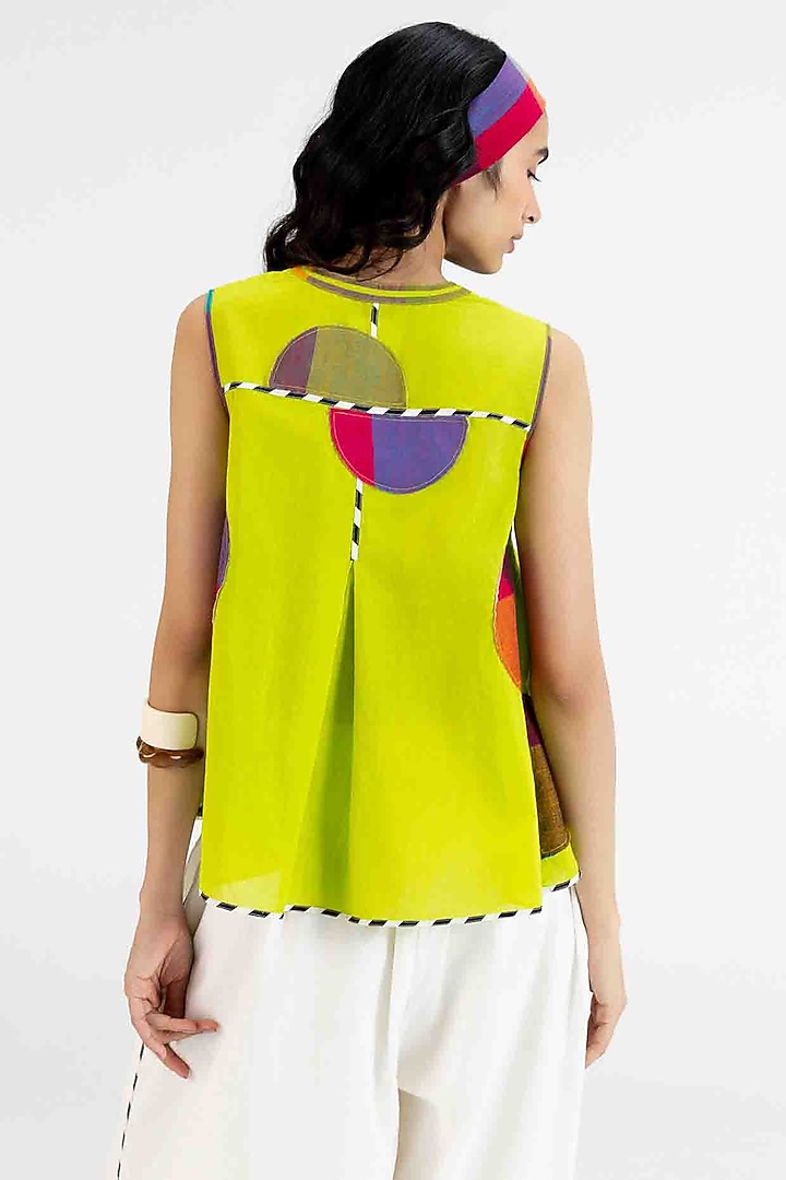 Lime Green Cotton Polka Dot Printed Top by Gulabo By Abu Sandeep at Pernia's Pop Up Shop