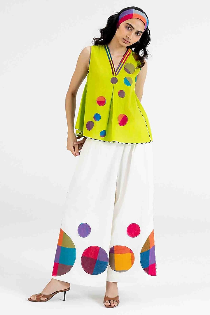 Lime Green Cotton Polka Dot Printed Top by Gulabo By Abu Sandeep at Pernia's Pop Up Shop