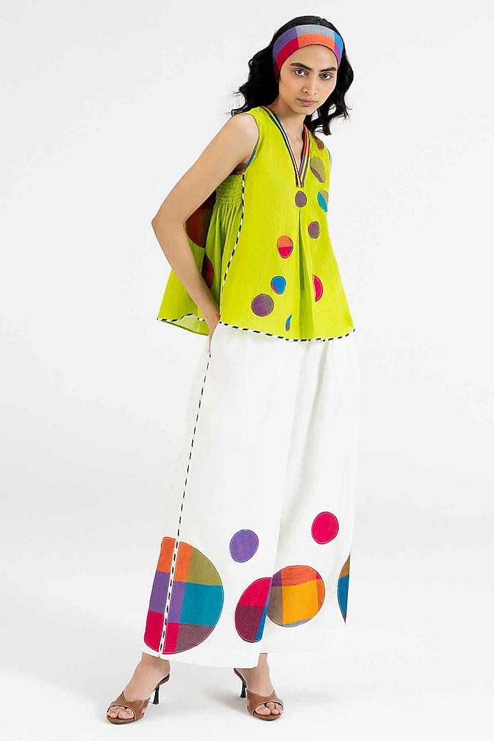 Lime Green Cotton Polka Dot Printed Top by Gulabo By Abu Sandeep at Pernia's Pop Up Shop