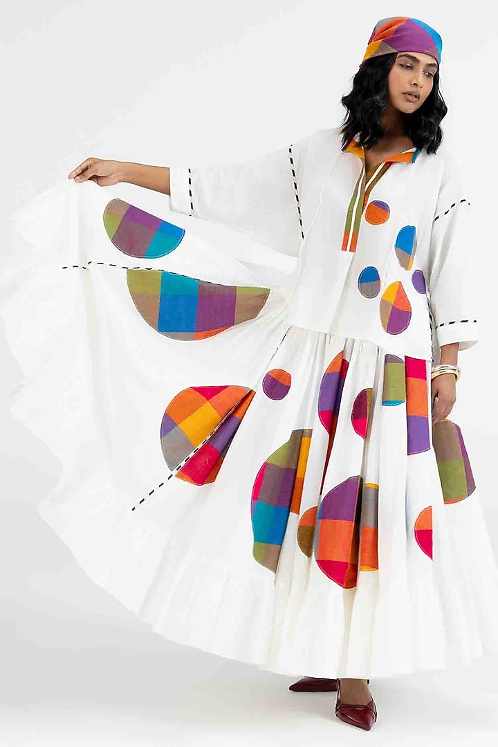 Off-White Cotton Polka Dot Printed Top by Gulabo By Abu Sandeep at Pernia's Pop Up Shop