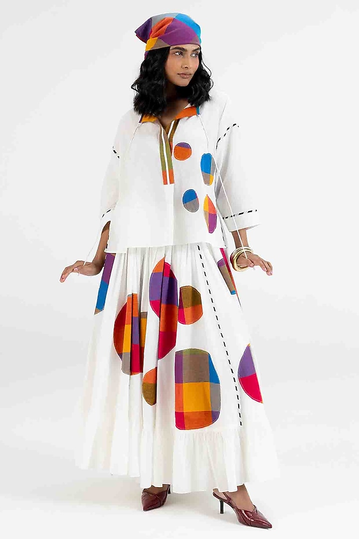 Off-White Cotton Polka Dot Printed Top by Gulabo By Abu Sandeep at Pernia's Pop Up Shop