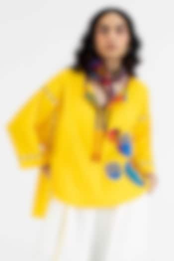 Yellow Cotton Polka Dot Printed Top by Gulabo By Abu Sandeep at Pernia's Pop Up Shop