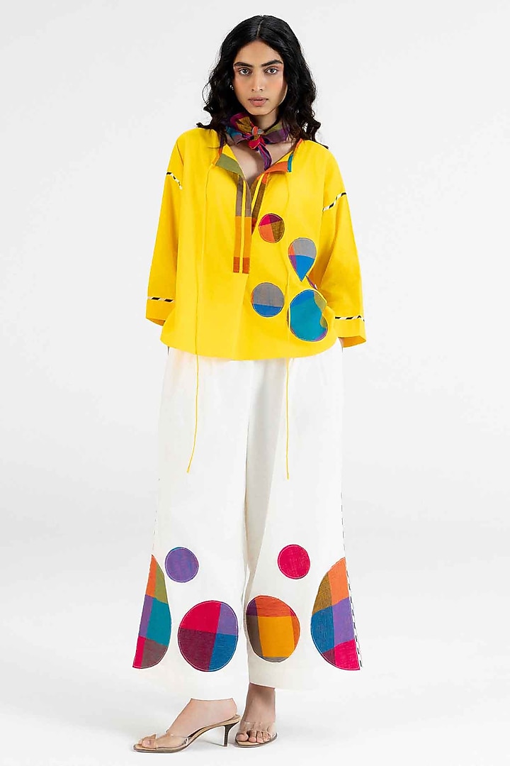 Yellow Cotton Polka Dot Printed Top by Gulabo By Abu Sandeep at Pernia's Pop Up Shop