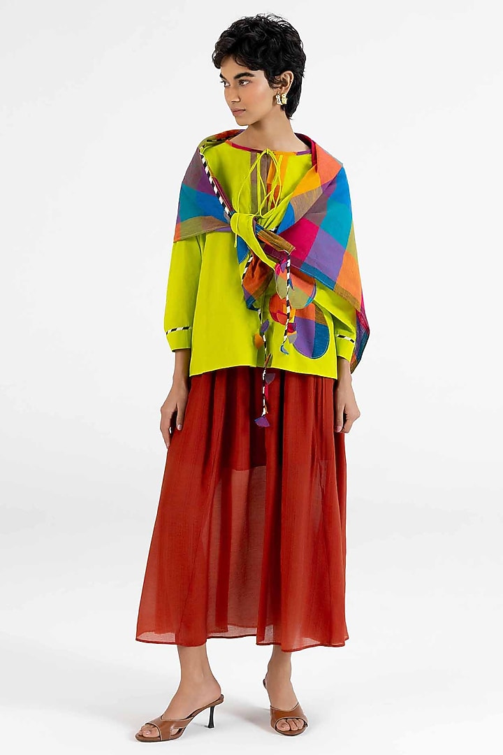 Lime Green Cotton Polka Dot Printed Top by Gulabo By Abu Sandeep at Pernia's Pop Up Shop