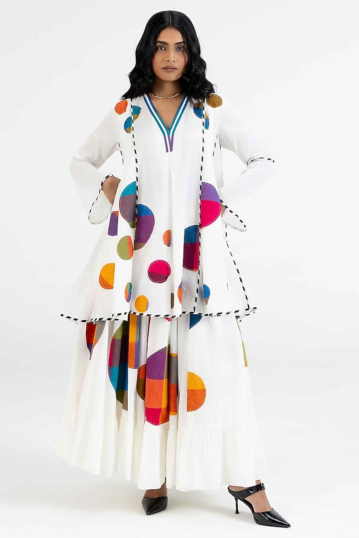 Off-White Cotton Polka Dot Printed Tunic by Gulabo By Abu Sandeep at Pernia's Pop Up Shop
