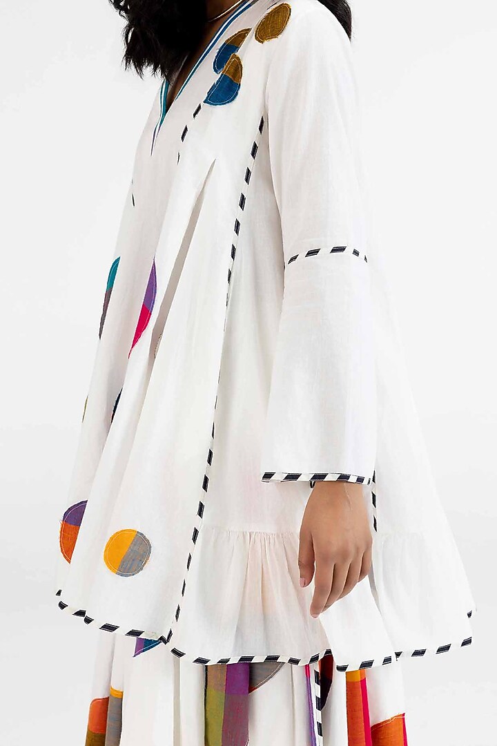 Off-White Cotton Polka Dot Printed Tunic by Gulabo By Abu Sandeep at Pernia's Pop Up Shop
