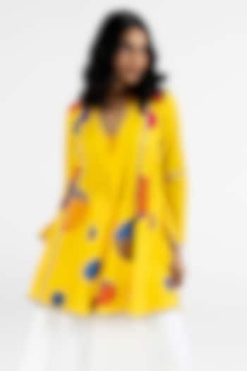 Yellow Cotton Polka Dot Printed Tunic by Gulabo By Abu Sandeep at Pernia's Pop Up Shop
