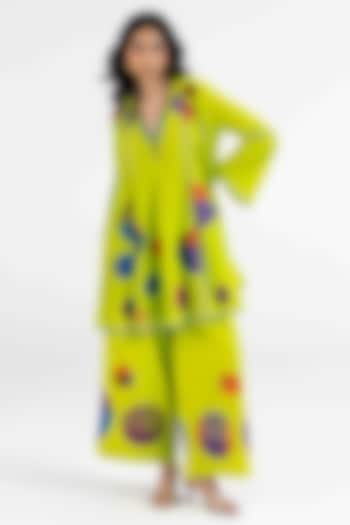 Lime Green Cotton Polka Dot Printed Tunic by Gulabo By Abu Sandeep at Pernia's Pop Up Shop